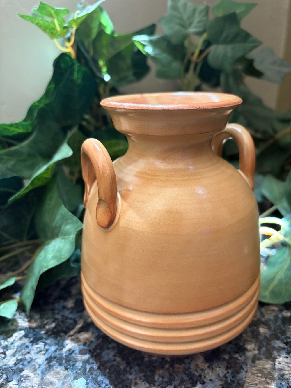 Tan Ceramic Double-Handled Decorative Vase — Elegant Neutral Accent